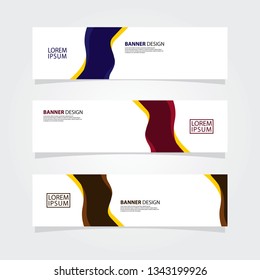 Abstract web banner design template. Blue, pink, brown fluid with yellow color shape. Set of web banner background.