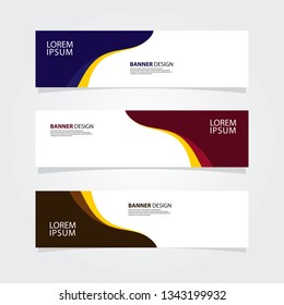 Abstract web banner design template. Blue, pink, brown fluid with yellow color shape. Set of web banner background.