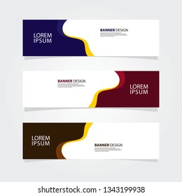 Abstract web banner design template. Blue, pink, brown fluid with yellow color shape. Set of web banner background.