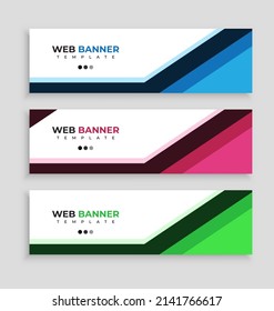 abstract web banner design template. Red, blue and green. Layout banners. Template ready for use in web or print design.