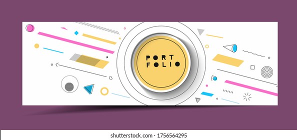 Abstract web banner line art with space of your text, vector illustration Design.