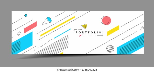 Abstract web banner with Portfolio Calligraphic line art with space of your text, vector illustration Design.