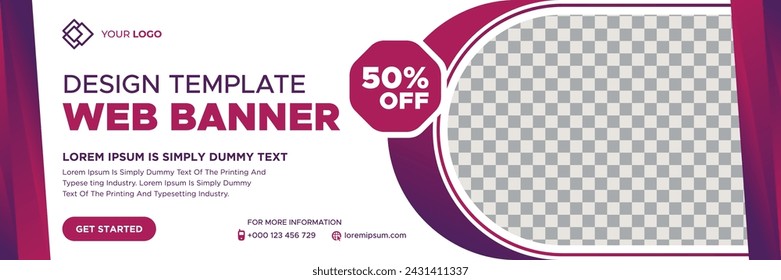 Abstract web banner template design with different geometric elements. Gradient cover design website header background. Social media business cover ads banner for invitation card, brochure, poster