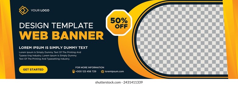 Abstract web banner template design with different geometric elements. Gradient cover design website header background. Social media business cover ads banner for invitation card, brochure, poster