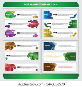  abstract web banner template set 4 IN 1, Header footer Web Design Elements, liquid web banner template design