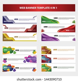 abstract web banner template set 4 in 1, Header footer Web Design Elements, liquid web banner template design