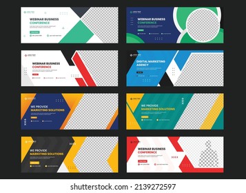 Abstract Web Banner Template Set, Horizontal Web Header, Creative Business Strategy Social Media Cover Template, Business Webinar Banner, Web Banner Bundle Pack