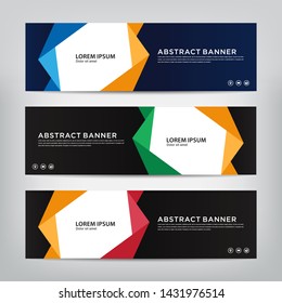 abstract web banner template 
with three color options, 
vector illustration