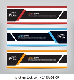 abstract web banner template 
with three color options, 
vector illustration