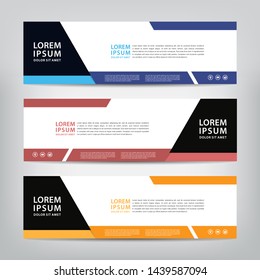 abstract web banner template 
with three color options, 
vector illustration