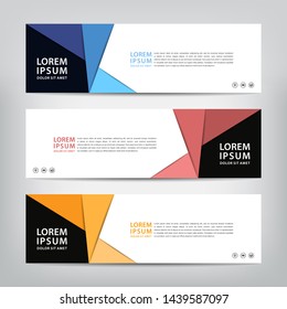 abstract web banner template 
with three color options, 
vector illustration