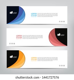 abstract web banner template 
with three color options, 
vector illustration