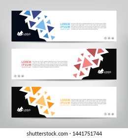 abstract web banner template 
with three color options, 
vector illustration
