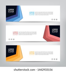 abstract web banner template 
with three color options, 
vector illustration