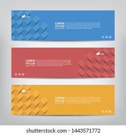 abstract web banner template 
with three color options, 
vector illustration
