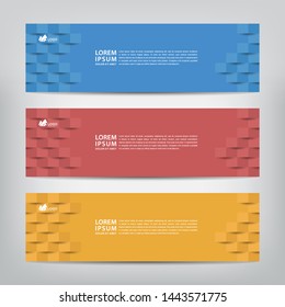 abstract web banner template 
with three color options, 
vector illustration