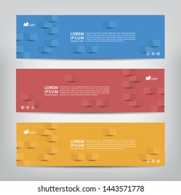 abstract web banner template 
with three color options, 
vector illustration