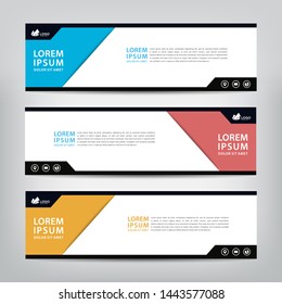 abstract web banner template 
with three color options, 
vector illustration