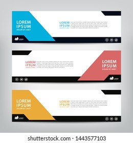 abstract web banner template 
with three color options, 
vector illustration