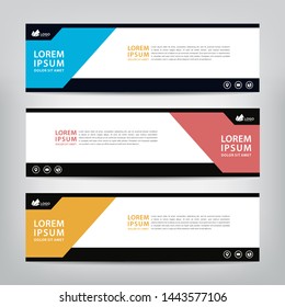 abstract web banner template 
with three color options, 
vector illustration