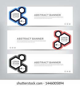 abstract web banner template 
with three color options, 
vector illustration