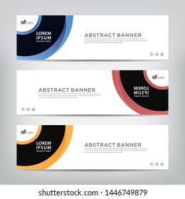 abstract web banner template 
with three color options, 
vector illustration