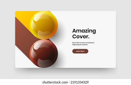 Abstract web banner vector design template. Geometric realistic spheres company cover illustration.