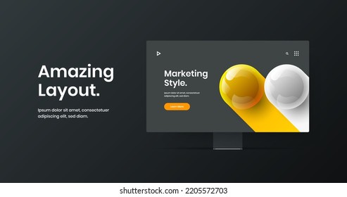 Resumen de diseño vectorial de banner web. Concepto de sitio de simulación de escritorio minimalista.