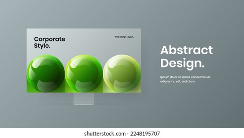 Abstract web banner vector design template. Creative monitor mockup presentation concept.