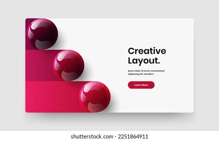 Abstract web banner vector design layout. Simple realistic spheres landing page template.