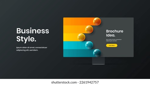 Abstract web banner vector design template. Minimalistic computer monitor mockup presentation concept.
