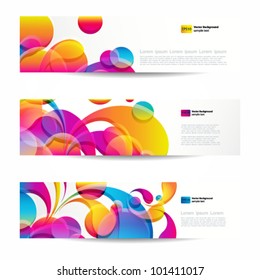 Banners web abstratos com arco-drop colorido para o seu design de www