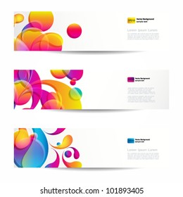 Abstract web banners with colorful arc-drop for your www design