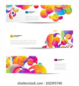 Pancartas web abstractas con arco-drop de color para su diseño www