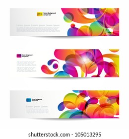 Abstract web banners with colorful arc-drop for your www design