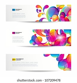 Abstract web banners with colorful arc-drop for your www design