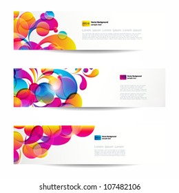 Abstract web banners with colorful arc-drop for your www design