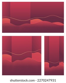 Abstract web banners with different aspect ratio for advertising or social media posts. Wavy gradient shapes with copy space. Vector illustration