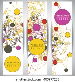 Abstract web  banners molecule and communication. Science and technology design,  chemistry, medical background, business and website templates. Vector illustration