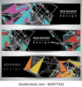 Abstract web  banners molecule and communication. Science and technology design,  chemistry, medical background, business and website templates. Vector illustration