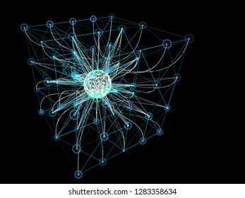 Abstract web color blockchain  background. Concept  digital technology network. Vector Illustration.
