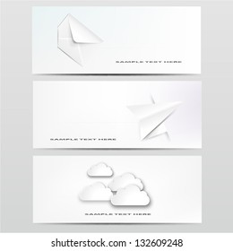 Abstract web design background with clouds with different paper object.EPS10 vector illustration.