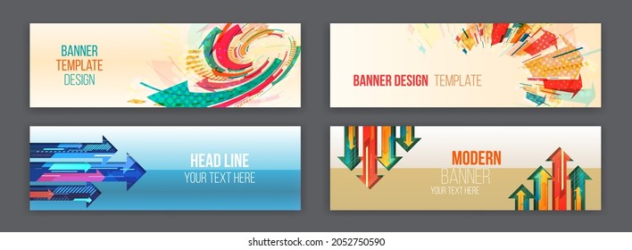 Abstract web design banner. Modern graphic template for websites. Retro arrows and technology style background.