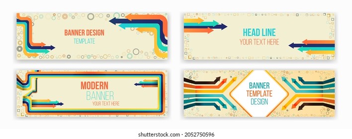 Abstract web design banner. Modern graphic template for websites. Retro arrows style vintage background.