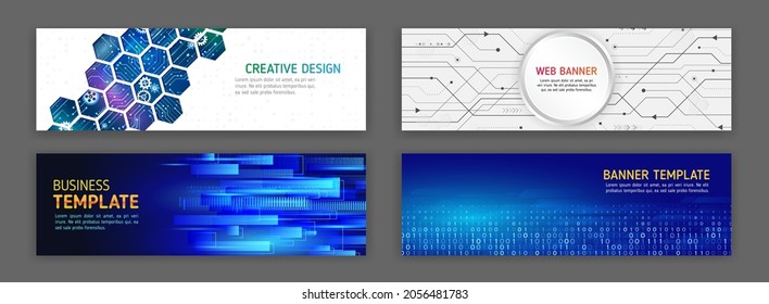 Abstract web design banner. Modern graphic template for websites. High tech futuristic technology background.