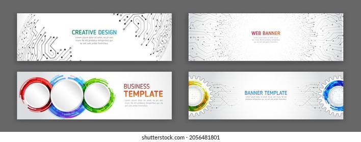 Abstract web design banner. Modern graphic template for websites. High tech futuristic technology background.