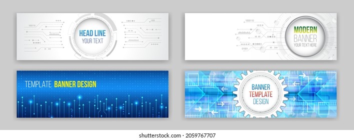 Abstract web design banner. Modern graphic template for websites. High tech futuristic technology background.