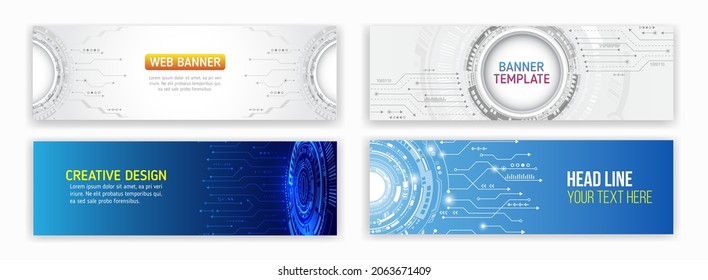 Pancarta de diseño web abstracta. Plantilla gráfica moderna para sitios web. Fondo tecnológico futurista de alta tecnología. Ciberseguridad para empresas y proyectos de internet. 