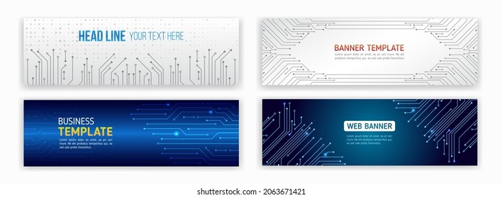 Abstrakter Webdesign-Banner. Moderne grafische Vorlage für Webseiten. Hightech-Hintergrund für futuristische Technologie. Cybersicherheit für Business- und Internetprojekte. 