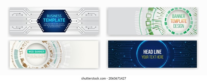 Abstract web design banner. Modern graphic template for websites. High tech futuristic technology background. Cyber security internet and networking concept. Digital internet communication.
